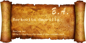 Berkovits Amarilla névjegykártya